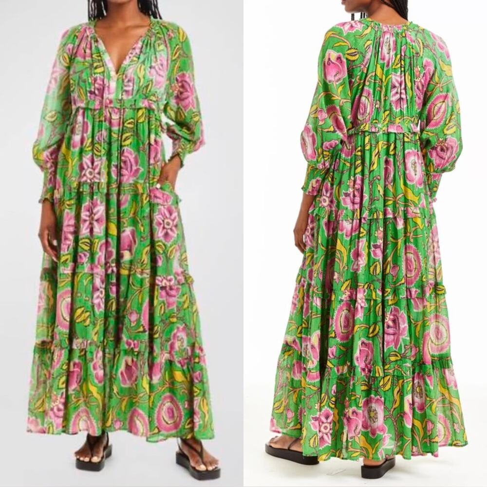 Tuckernuck LOVE THE LABEL $346 Tessa Floral Bishop-Sleeve Maxi Dress XS EUC